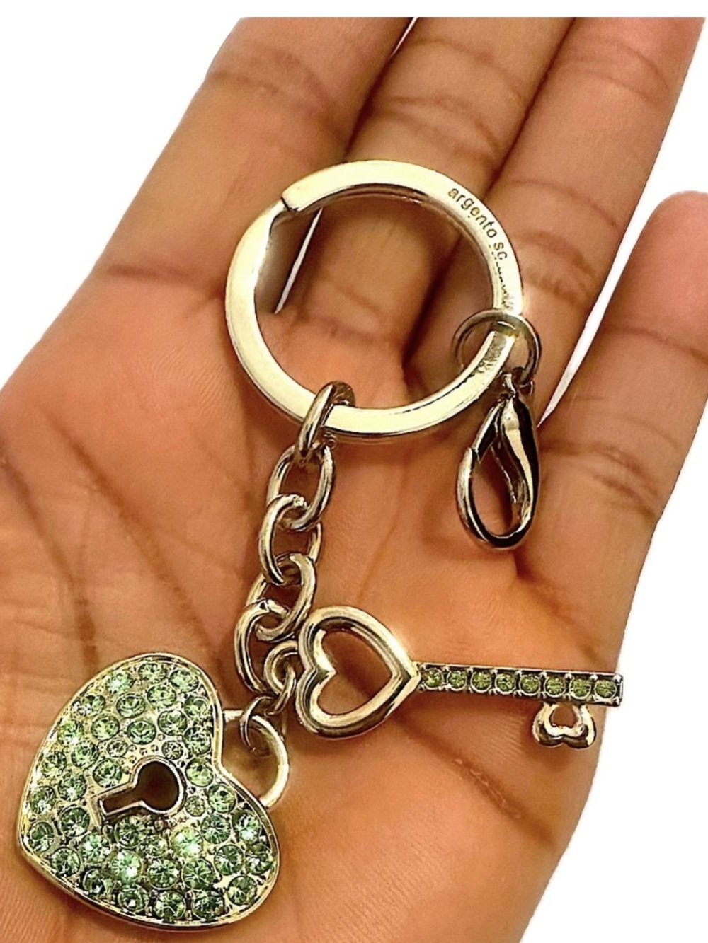 Argento SC Rhinestone Lock and Keychain - Picture 3 of 9